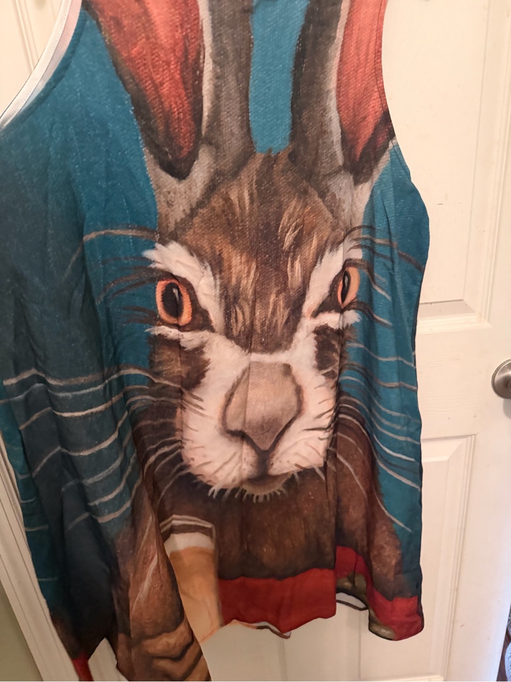 Redbubble Teal Rabbit Mini Dress with Brown, White, Orange Accents